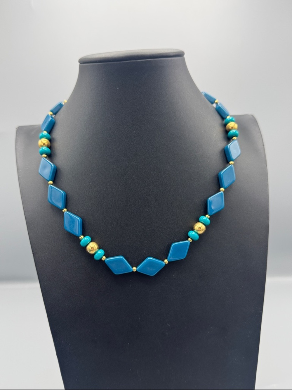 Trifari
Vintage Trifari Lucite Blue
Beaded Necklace